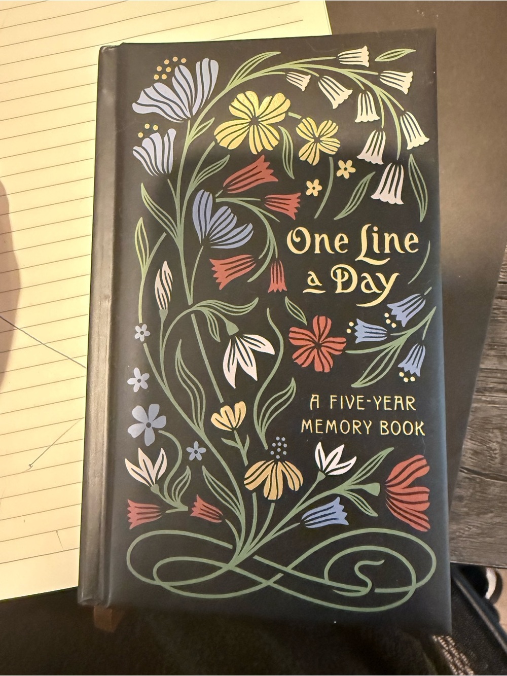 One Line a Day Floral Five-Year Memory Book - Black Cover